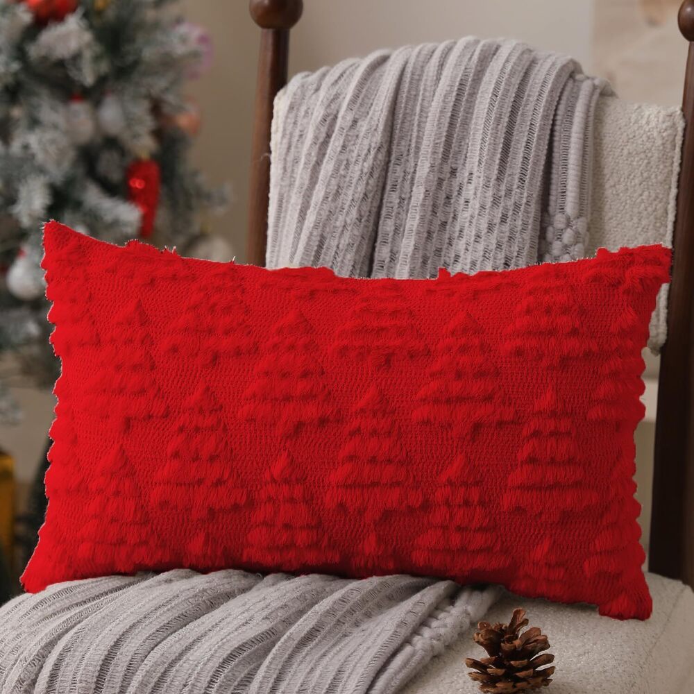 9709 Christmas Pillow Covers 12 x 20 Set of 2 Christmas Decoration Red Xmas - Picture 3 of 6